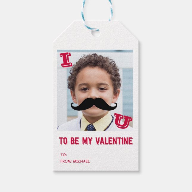 Mustache Kinder Klassenzimmer Valentine Foto Gesch Geschenkanhänger (Vorderseite)