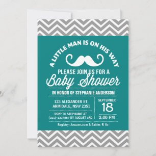 Mustache kleine Babydusche Einladung