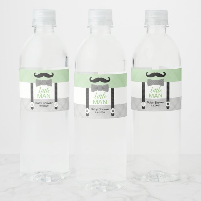 Mustache kleine Mann grüne graue Jungendusche (Flaschen)