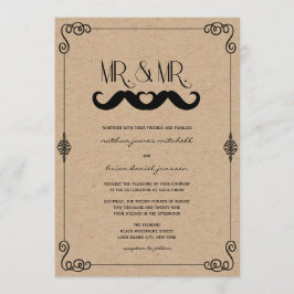 Mustache Liebe Vintage Kraft Paper Gay Wedding Einladung