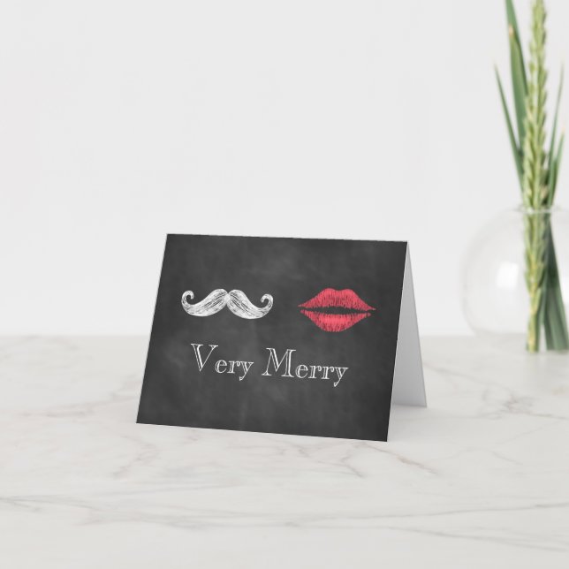 Mustache & Liftkarte Feiertagskarte (Vorderseite)