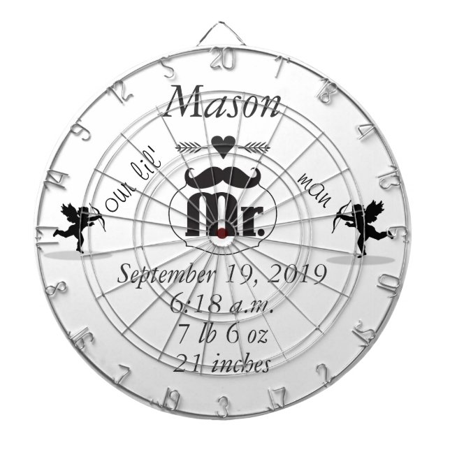 Mustache Lil Man Baby Boy Stats Dartscheibe (vorne)