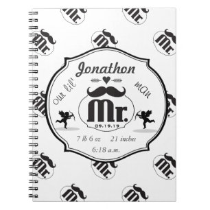 Mustache Lil Man Baby Boy Stats Notizblock