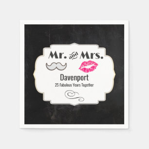 Mustache & Lips Mr. & Mrs. - Jahrestag Serviette