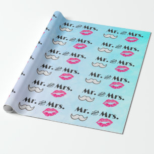 Mustache & Lips Mr. & Mrs. Pattern Geschenkpapier