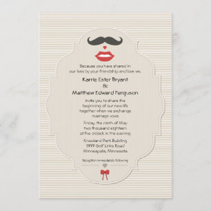 Mustache Lips Retro Hochzeit Einladung