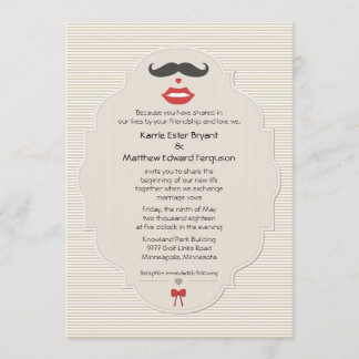 Mustache Lips Retro Hochzeit Einladung