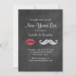 Mustache & Lips Silvester Party Einladung