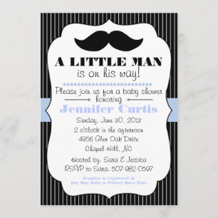 Mustache Little Man Baby Shower Einladung