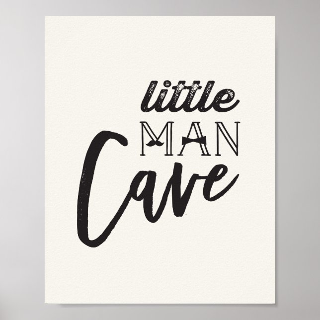Mustache Little Man Cave Boy Baby Kinderzimmer Art Poster (Vorne)