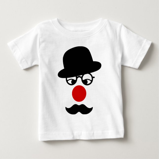 Mustache Man mit Hut und Clownnnase Baby T-shirt (Vorderseite)