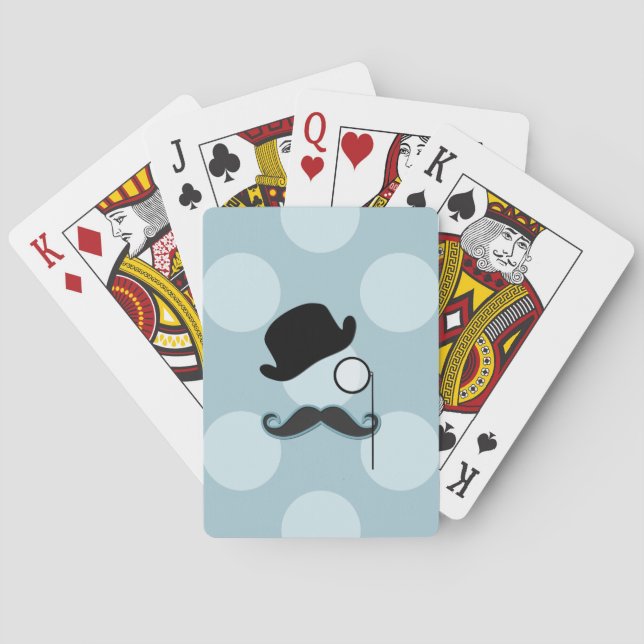 Mustache, Mustache, Stache, Monocle, Bowler Hat Spielkarten (Rückseite)
