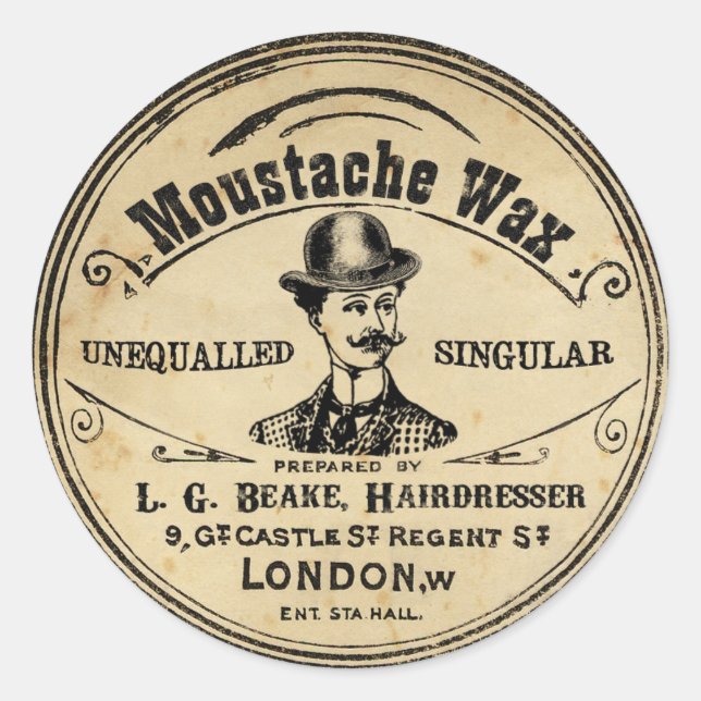 Mustache Mustache Wax Stickers Vintag Style (Vorderseite)