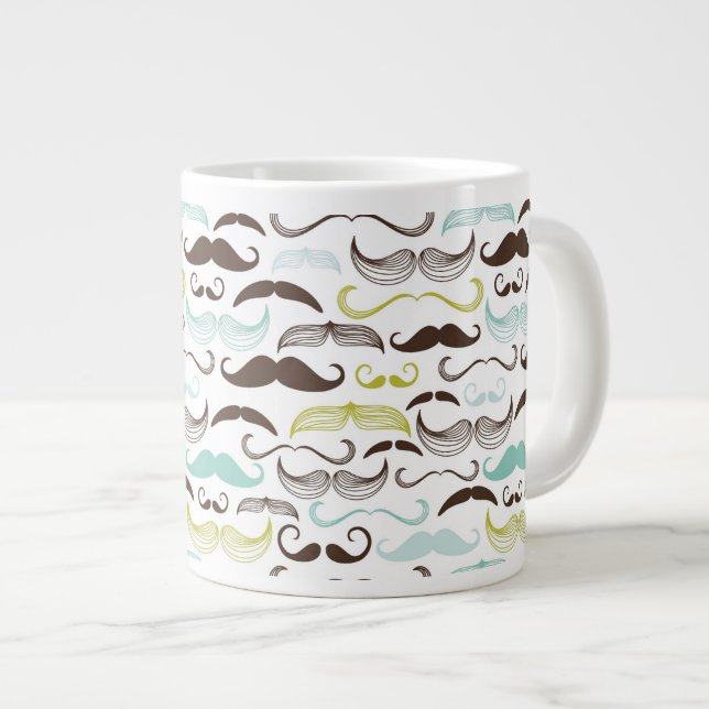 Mustache-Muster, Retro-Stil 2 Jumbo-Tasse (Vorderseite Rechts)
