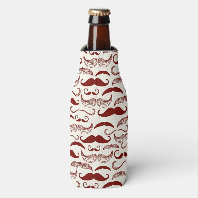 Mustache-Muster, Retro-Stil 3 Flaschenkühler (Flaschenvorderseite)
