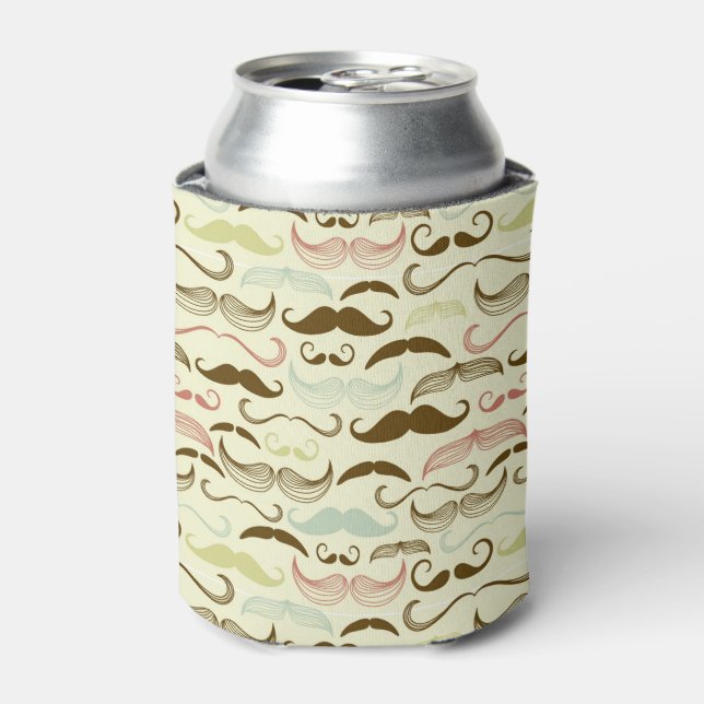 Mustache-Muster, Retro-Stil 4 Dosenkühler (Kanne Vorderseite)