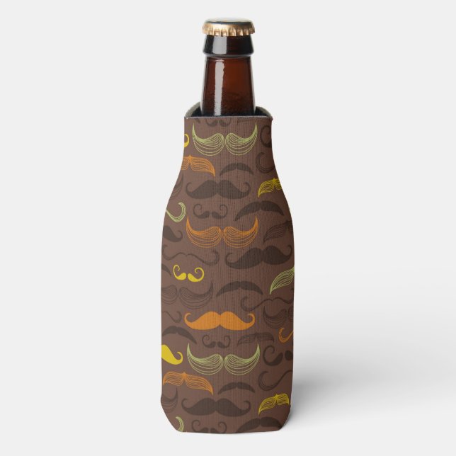 Mustache-Muster, Retro-Stil 5 Flaschenkühler (Flaschenvorderseite)