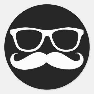 Mustache Nerd Runder Aufkleber