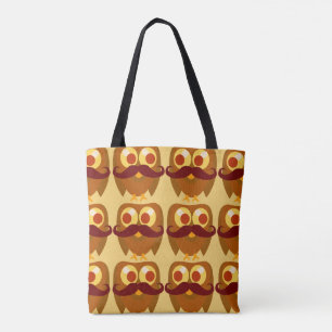 Mustache Owl Mania Niedlich Cartoon Muster Tasche