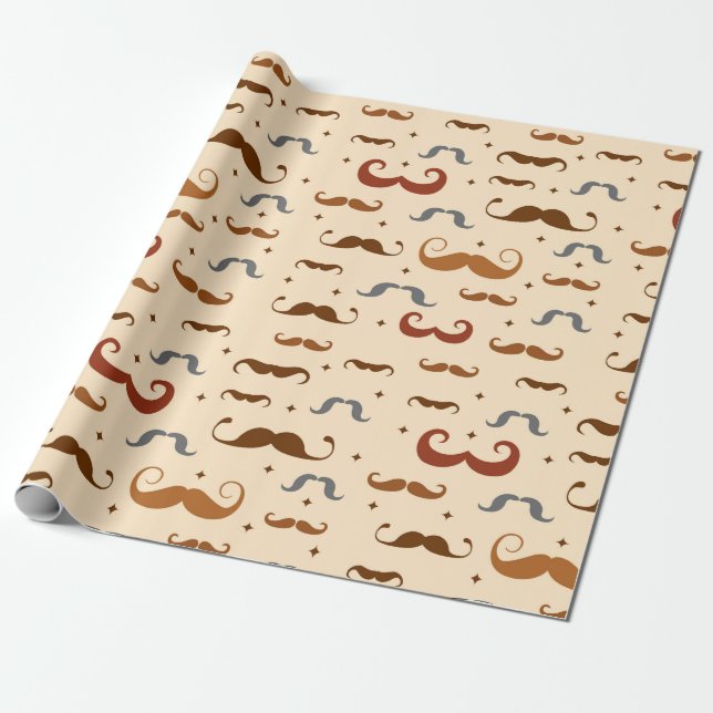 Mustache Pattern Geschenkpapier (Ungerollt)