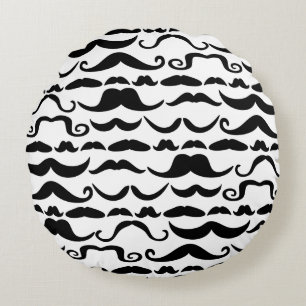 Mustache Pattern Rundes Kissen