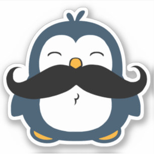 Mustache Penguin Contour Cut Aufkleber