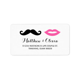 Mustache & Pink Lips Hochzeitadressen Labels Adressaufkleber