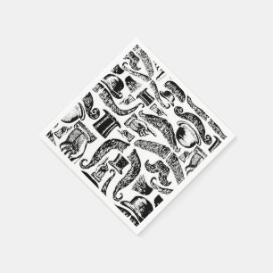Mustache Print Napkins Serviette
