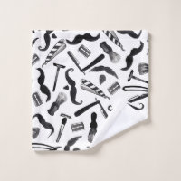 Mustache Razor Shaver Watercolor Barber Pattern