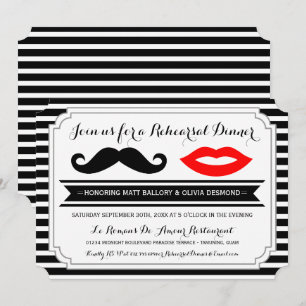 Mustache & Red Lips Probe Abendessen Einladung