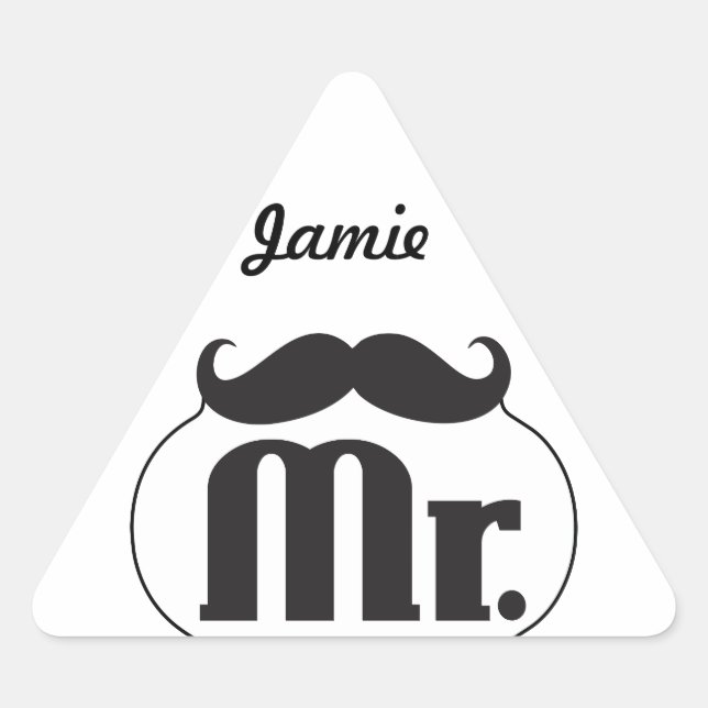 Mustache Retro Vintager Hipster Geschenke Dreieckiger Aufkleber (Vorderseite)