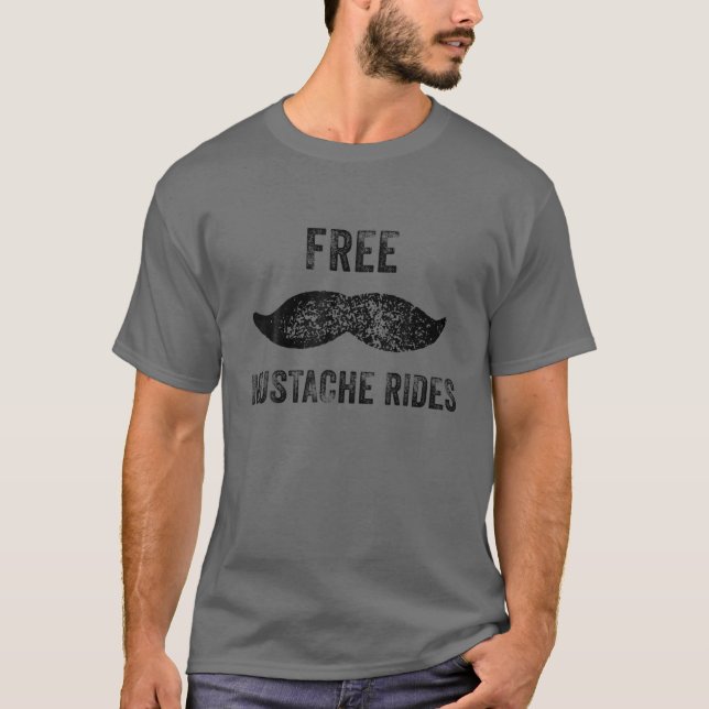 Mustache Rides Funny Mustache Vintag erschüttert T-Shirt (Vorderseite)