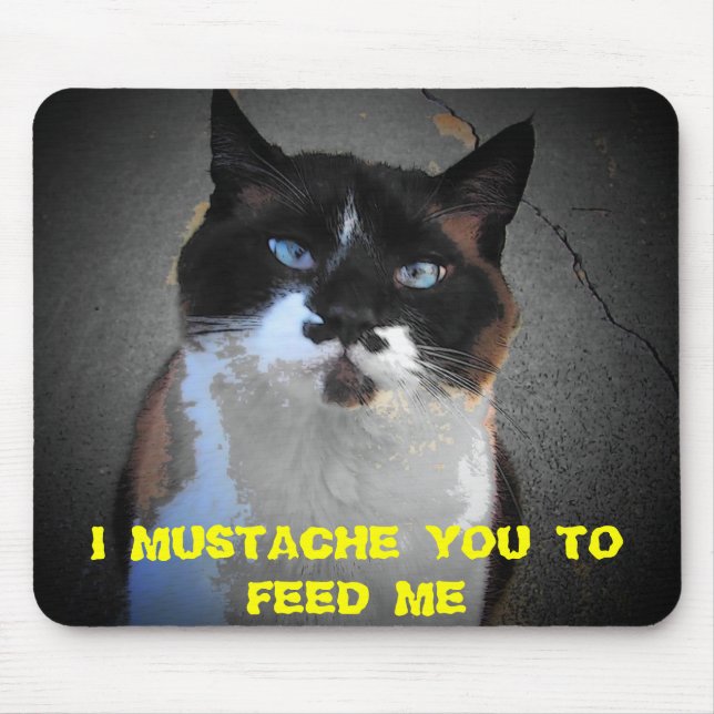 MUSTACHE SIE KATZE IST HUNGRY MOUSEPAD (Vorne)