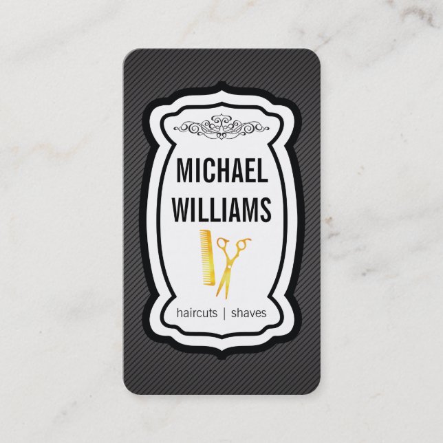 Mustache Stripes Golden Shears Comb Visitenkarte (Vorderseite)