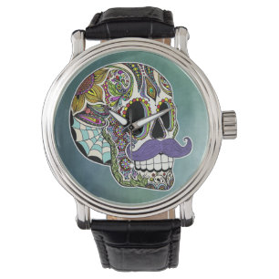 Mustache Sugar Skull Watch Armbanduhr