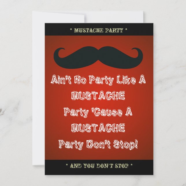 Mustache Theme Party Custom Einladung (Vorderseite)