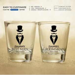 Mustache Tux personalize Trauzeuge Schnapsglas