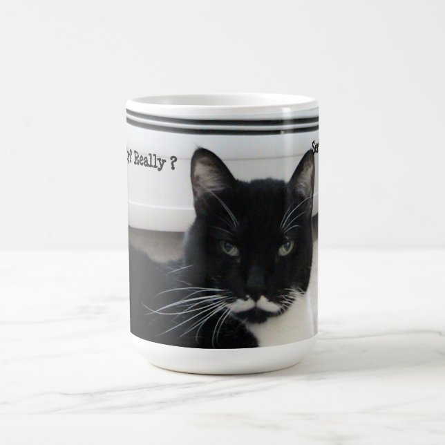 Mustache Tuxedo Cat (Seriös) Tasse (Mittel)