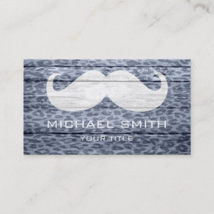 Mustache über Leopard Holztextur #3 Visitenkarte