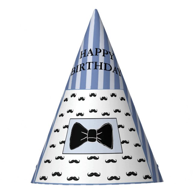 Mustache und Bow Krawatte Geburtstagsparty Hat Partyhütchen (Vorderseite)