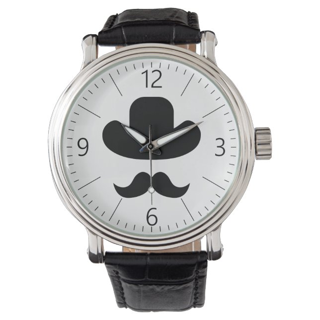 Mustache und Hut Armbanduhr (Vorderseite)