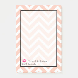 Mustache und Lippen auf Peach Zickzack Wedding Post-it Klebezettel