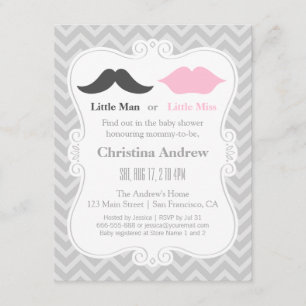 Mustache und Lippen Graues Geschlecht offenbaren B Einladung