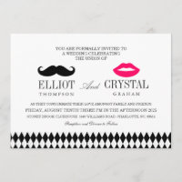 Mustache und Lippen Hochzeitsempfang Blk Text
