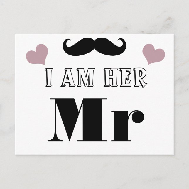 Mustache Wedding Foto Prop Ich bin ihr Mr. Postkarte (Vorderseite)