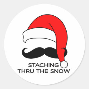 Mustache Weihnachten - Den Schnee ersticken Runder Aufkleber
