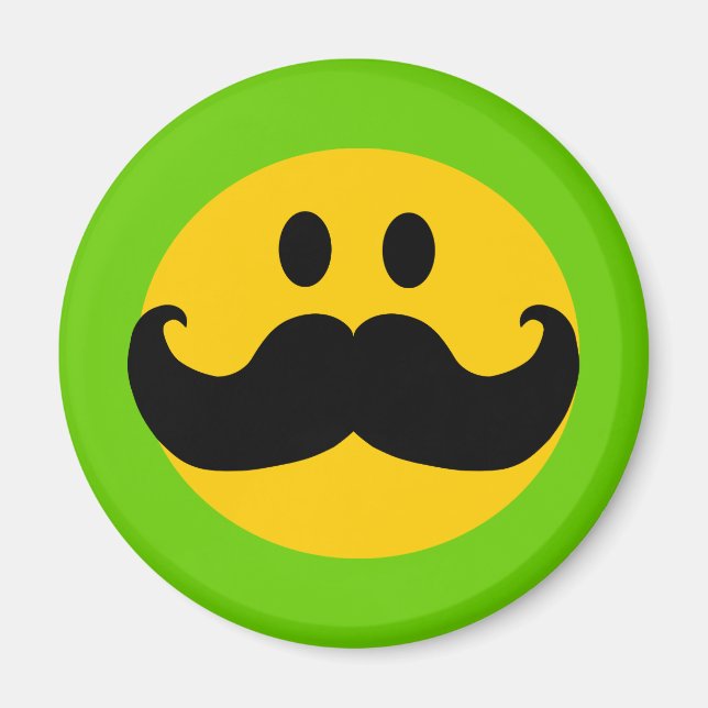 Mustache Yellow Happy Face Magnet (Vorne)