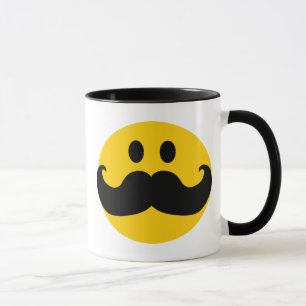 Mustache Yellow Happy Face Tasse