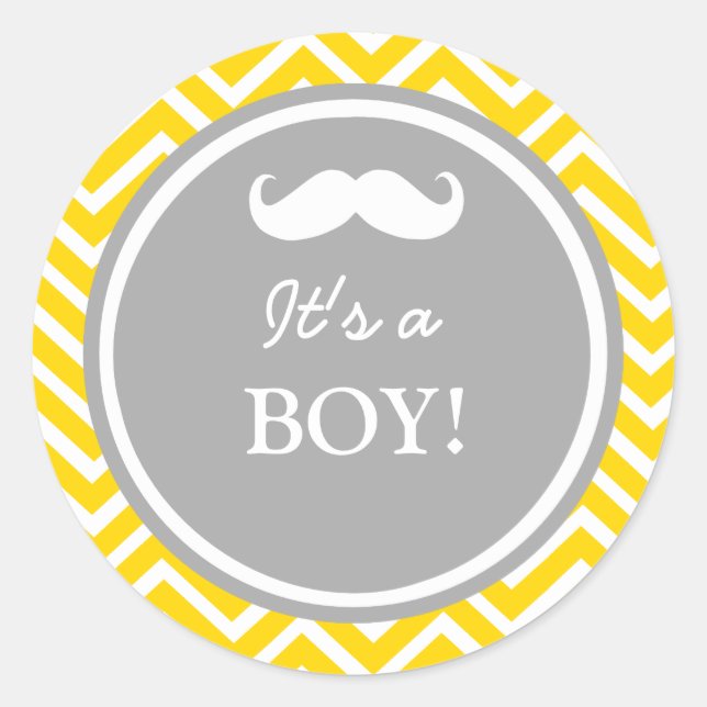 Mustache Zickzack Babydusche Runder Aufkleber (Vorderseite)