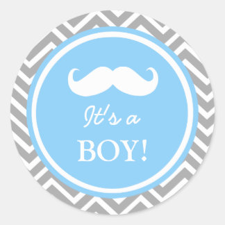 Mustache Zickzack Babydusche Runder Aufkleber